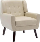 UIXE Faux Leather Accent Chairs Set of 4, Modern Arm Club Chair Upholstered Armchair for Living Room, Comfy Single Sofa Seats Button Tufted Reading Seating, Cream by CozyNest Decor