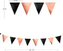 Black Rose Gold Party Decorations Triangle Pennant Banner Flag Rose Gold Black Metallic Fabric Bunting Garland for Graduation Birthday Wedding Engagement Bachelorette Celebration Hen Party Supplies by GreenHaven Gardens