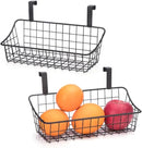 LeleCAT Over Cabinet Door Basket with hook Grid Storage Basket, Kitchen Storage Organizer,Over Cabinet Door Organizer,Hanging it behind a door or on a railing, Small, BLack,2 Pack by CozyNest Decor