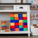 The Original Premium Plush Building Block for Kids - Certified Safe Foam Blocks in Luxuriously Soft Fabric Covers - Set of 24 (Classic Colors) by TinyTreasures Baby Boutique