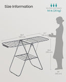 SONGMICS Clothes Drying Rack, with Sock Clips, Metal Laundry Rack, Foldable, Space-Saving, Free-Standing Airer, with 2 Height-Adjustable Gullwings, Indoor Outdoor Use, Gray ULLR052G01 by TinyTreasures Baby Boutique