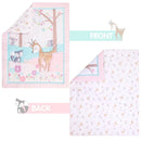 UOMNY Crib Bedding Set for Girls 3 Piece Woodland Baby Girl Crib Bedding Set Include Fitted Crib Sheet Comforter Crib Skirt by TinyTreasures Baby Boutique
