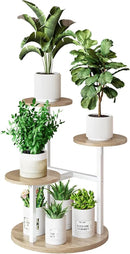 Plant Stand Indoor 4 Tier 5 Potted Multiple Flower Pot Holder for Patio Garden Balcony Living Room Corner (4 Tier White+Sonoma Oa) by GreenHaven Gardens