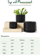 LE TAUCI Ceramic Plant Pots, 4.3+5.3+6.8 inch, Set of 3, Planters with Drainage Hole and Saucer, Indoor Flower Pot with Hole Mesh Pad, Gifts for Mom, Black by GreenHaven Gardens