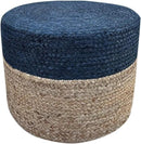 Jute Pouf Ottoman | Footrest Pouf | Hand Braided - Round Boho Pouffe - for Living Room, Bedroom, Nursery (18"x18"x12") Navy by CozyNest Decor