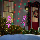 Pink Flamingo Solar Garden Stake Lights, [Set of 2] Outdoor Solar Pathway Light for Lawn Patio Yard Walkway, Neon Pink Lighting (30" Height) by GreenHaven Gardens