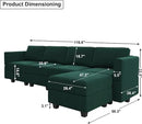 Belffin Modular Sectional Sofa Couch with Reversible Chaise - Velvet L Shaped Couch with Storage, 4-seat Convertible Green.… by CozyNest Decor