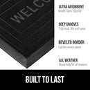 GORILLA GRIP 100% Waterproof All-Season WeatherMax Doormat 35x23, US Designed Natural Rubber, Stain and Fade Resistant, Low Profile Indoor Outdoor Door Mats, Easy Clean Patio Mat, Black Welcome by CozyNest Decor