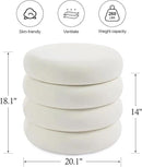 ONEVOG Round Storage Ottoman, 20" Small Ottomans Table with Removable Lid, Velvet Fabric Soft Footrest Stool for Couch, Upholstered Stuffed Circle Seat for Living Room/Bedroom/Dorm/Vanity, Lvory White by CozyNest Decor