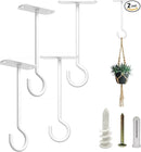 NACETURE Ceiling Hooks for Hanging Plants 4 Pack - Square Wall Mount Plant Hanger Indoor Hanging Hooks Metal Plant Bracket Iron Lanterns Hangers for Wind Chimes, Planters (5" White 4 Pack) by GreenHaven Gardens