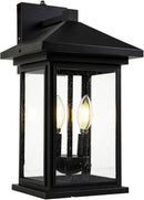 Dusk to Dawn Outdoor Wall Lantern, Exterior Wall Sconce Fixture with Tempered Clear Seeded Glass, Matte Black Finish for Outdoors (Large Wall Mount) by GreenHaven Gardens