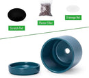 D'vine Dev Set of 2 Plants Pots, 3.5 Inch Ceramic Planter Pot for Plants with Drainage Hole and Saucer, Teal, 94-V-A-9 by GreenHaven Gardens
