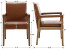 Kmax Modern Dining Chairs Set of 4 Faux Leather Kitchen Arm Chairs Upholstered Accent Chairs with Wooden Legs for Dining Room, Living Room, Bedroom, Brown by CozyNest Decor