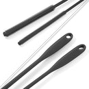 Silicone Straw Brush 4 Pack - (2 Small, 2 Wide) - 10 Inch Reusable Straw Cleaner, Pipe Cleaner, Glass and Detailing Tool (Charcoal) by TinyTreasures Baby Boutique