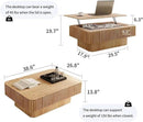 Lift Top Coffee Table with Storage, Solid Wood Coffee Table with Adjustable Height, Fluted Center Table Accent Tea Table for Living Room, Apartment, Office (38.6" Natuall) by CozyNest Decor