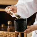 Black White Ceramic Coffee Canister Tea Canister with Seal Wood Lid, Airtight Coffee Storage Container for Coffee Bean, Ground Coffee, Sugar, Cookie Candy jar (Black three piece) by CozyNest Decor