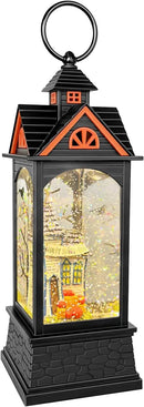 Halloween Snow Globe Lantern, Spooky Ghost Halloween Decor, Plug-in & Battery Operated Snow Globes for Halloween Decorations Indoor by CozyNest Decor