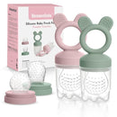 Bessentials Baby Fresh Fruit Food Feeder - 2 Pack Silicone Mesh Feeders for Infant Safe Self Feeding |3 Sizes Food Pouches Included| Suitable for Baby 4m+ (Light Pink & Grass Green) by TinyTreasures Baby Boutique