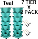 Vertical Planter 7 Tier Stackable Planters Garden Planters Strawberry Herb Flower and Vegetable Planter Indoor Outdoor Gardening Pots with Removable Wheels and Tools by GreenHaven Gardens