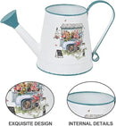 Cute Small Watering Can Indoor Plants Garden Metal Decorative Watering Cans for Outdoor Plants Bonsai Outdoor Garden Flower Decorative (White Blue, 1.5L, 50.7 Oz) by GreenHaven Gardens