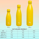 Insulated Water Bottles,25 oz Double Wall Stainless Steel Vacumm Metal Flask for Sports Travel,Yellow by CozyNest Decor