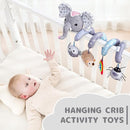 Koty Car Seat Toys, Infant Baby Spiral Plush Activity Hanging Toy for Stroller Bar Pram Crib with Music Box BB Squeaker & Rattles(Grey Elephant) by TinyTreasures Baby Boutique