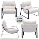 DUOMAY Mid-Century Accent Chair Armchair, Comfy Linen Fabric Leisure Chair Lazy Chair with Metal Leg for Living Room Bedroom Office Apartment, White by CozyNest Decor