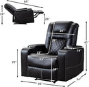 CANMOV Electric Power Recliner Chair Set of 2, Breathable Leather Home Theater Seating with Hidden Arm Storage, Power Recliner Chair for Living Room with USB Ports and Cup Holders,Black by CozyNest Decor