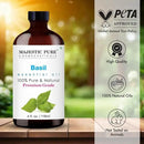 Majestic Pure Basil Essential Oil with Glass Dropper - Huge 4 Fl Oz - 100% Pure and Natural Basil Oil - Premium Grade Essential Oils for Diffuser, Aromatherapy, Soap and Candle Making by CozyNest Decor