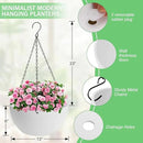 10 inch Hanging Planters for Indoor Plants, 2 Pack Planters for Outdoor Plants with Drainage Holes and Chain, Round Plastic Hanging Baskets, Hanging Flower Pots for Balcony Garden Decor-White by CozyNest Decor
