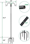FEED GARDEN Adjustable Double Shepherds Hook for Outdoor with 5 Prong Base 92 Inch Heavy Duty Two Sided Bird Feeder Pole for Hanging Plant Baskets, Solar Light Lanterns, Wind Chimes 2 Pack by GreenHaven Gardens