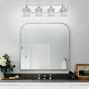 Modern Bathroom Vanity Light 4-Lights Brushed Nickel Vanity Light Crystal Wall Light Bathroom Light Fixtures by CozyNest Decor