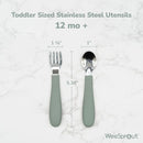 WeeSprout Toddler Utensils, 3 Forks & 3 Spoons, 18/8 Stainless Steel & Food Grade Silicone, Thick Easy-Grip Handles, Perfect Length For New Self Feeders, Gentle On Gums & Teeth, Dishwasher Safe by TinyTreasures Baby Boutique
