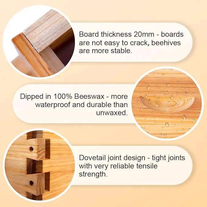 8 Frame Bee Hive Box, Langstroth Medium Super Bee Box Dipped in 100% Beeswax Include Beehive Frames and Waxed Foundation Sheets (Unassembled), photo 4 of 4