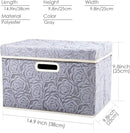 PRANDOM Collapsible Storage Boxes with Lids Fabric Decorative Storage Bins Cubes Organizer Containers Baskets with Cover Handles Divider for Bedroom Closet Living Room 14.9x9.8x9.8 Inch 1 Pack by TinyTreasures Baby Boutique