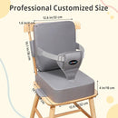 Toddler Booster Seat for Kitchen Chair, 2-in-1 Dining Table Booster Seat with Backrest & Adjustable Straps – Easy-Clean, PU Portable Toddler Eating Travel Increasing Cushion-Light Grey by TinyTreasures Baby Boutique