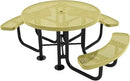 Heavy-Duty Portable Outdoor Picnic Table with Umbrella Hole, Punched Steel Patio Dining Furniture Made in America (46" Round Top, Textured Sandstone) by CozyNest Decor