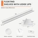 Solid Ash Wood Picture Ledge Shelf, Floating Shelves Set of 2, 56 Inch Long Large Ledge Shelves, Nursery Book Shelves Wall Mounted for Living Room Bedroom Kitchen Decor Kids Bookshelf, White by TinyTreasures Baby Boutique