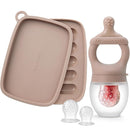 SAMiGO Baby Food Fruit Feeder and Breastmilk Popsicle Mold Set, Silicone Fruit Teether, Food Feeder Pacifier for Teething Relief, Freezer Tray, Baby Feeding Essentials, 4 Months+ by TinyTreasures Baby Boutique