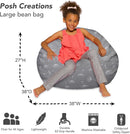 Posh Creations Bean Bag Chair for Kids, Teens, and Adults Includes Removable and Machine Washable Cover, Canvas White Dandelions on Gray, 38in - Large by TinyTreasures Baby Boutique