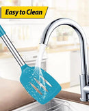 Pack of 2 Silicone Solid Turner, Non Stick Slotted Kitchen Spatulas, High Heat Resistant BPA Free Cooking Utensils, Ideal Cookware for Fish, Eggs, Pancakes(Blue) by CozyNest Decor