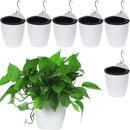 6 Packs 5" Plastic Self Watering Pots Wall Hanging Planters Wall Mounted Wicking Flower Pots for Indoor and Outdoor African Violet, Ocean Spider Plant, Orchid, White by GreenHaven Gardens