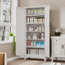 75" Tall Metal Kitchen Pantry Storage Cabinet, Freestanding Cupboard with 2 Doors and 5 Adjustable Shelves, Standing Storage for Kitchen, Bathroom, Garage, Dinning Room or Utility Room（White） by CozyNest Decor