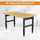 Solid Wood 48" Work Bench, Adjustable Height Workbench, Heavy-Duty Work Table, 2000 LBS Load Capacity Workstation for Garage, Workshop, Office, Home(48" X 24") by GreenHaven Gardens
