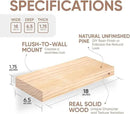 Homeforia 18 inch Wood Floating Shelves, High End Solid Natural Wood 18inch Floating Shelf for Wall Mounted, Unfinished Wooden 18in Floating Shelves, Heavy Duty Bracket, 18 X 6.5 X 1.75 inch, Set of 3 by CozyNest Decor