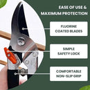 Saboten 7.9" Japanese Pruning Shears - forest Originals, Premium Steel Blades, Made in Japan, Rust Resistant, Gardening Scissors with Duracon Safety Lock by GreenHaven Gardens