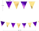 Purple and Gold Party Decorations Metallic Fabric Triangle Pennant Banner Flag Bunting Garland for Graduations Birthday Retirement Wedding Baby Shower Bachelorette Halloween Outdoor Party Supplies by GreenHaven Gardens