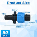 50 Pcs Drip Irrigation Connector, Drip Tape Fittings, Drip Tape Connector Tubing Coupling Barbed Locking Fitting Kit for 5/8" Drip Tape Sprinkler, 1/4" Barb Drip Irrigation Tools by GreenHaven Gardens