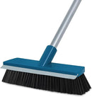 Stiff Bristle Deck Brushes for Scrubbing Heavy Duty with Rubber Scrape Squeegee, 55” Long Handle Scrub Brush for Bathroom Shower Carpet Outdoor Floor Cleaning (Head Size: 10.8”) by CozyNest Decor