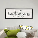 comurdyo Sweet Dreams Wall Decor Above Bed Sign 40" x 15" Master Bedroom Wooden Antique Framed Large Rustic Farmhouse Guest Room Beautiful Simple Hanging Plaque Over Bed Wall Art (Black) by CozyNest Decor